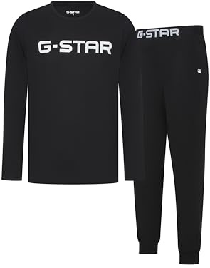 G-STAR Langer Herren Schlafanzug mit Rundhalsausschnitt Stone