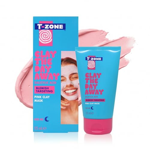 T-Zone Clay the Day Away Australian Pink Clay Mask with Kakadu Plum (125ml) | Bring dull-looking skin back to life in 15 minutes as pink clay absorbs excess oil and Aloe leaves skin soft and refreshed