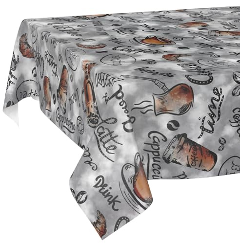Wachstuchtischdecke Tischdecke abwaschbar Wachstischdecke pflegeleicht wasserabweisend Lotuseffekt Gartentischdecke Coffee Kaffee 200 x 140 cm Schnittkante