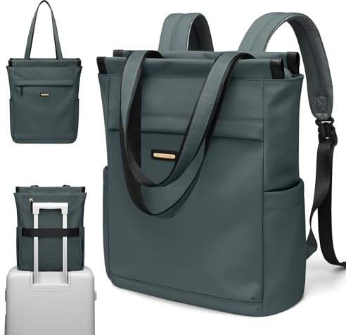 GOLF SUPAGS Convertible Notebook Handtasche, Laptop Rucksack für Damen mit Laptopfach, 15.6 Zoll Stylisch Tagesrucksack, für Schule, Uni, Reisen, Arbeit (Dunkelgrün)