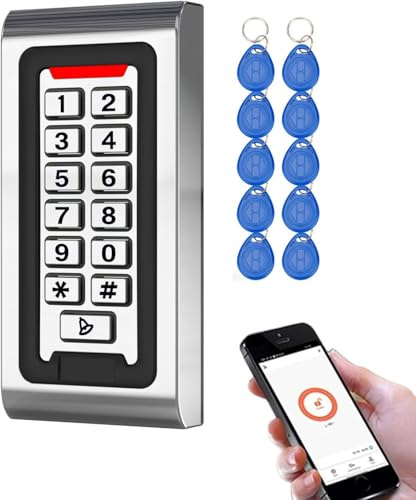 AOAMZ Tastiera Controllo Accessi WiFi Tuya Metallo Tasti Retroilluminati – Lettore RFID 125kHz WG26/34 Impermeabile IP68 – Apriporta Smart Cancello Esterno, Garage, Ufficio & Magazzino + 10 Tag RFID
