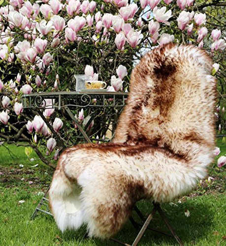 Lammfell Stracciatella 100-110 cm echtes Merino Schaffell kuschelig weich Teppich ökologische Gerbung von deutschen Schäfereien Naturform Dekofell Premium Schaffell Läufer Sitzunterlage