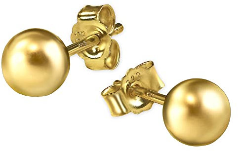 CLEVER SCHMUCK Goldene Paar Damen Ohrstecker Kugel Ø 5 mm glänzend 333 GOLD 8 Karat im Etui sand