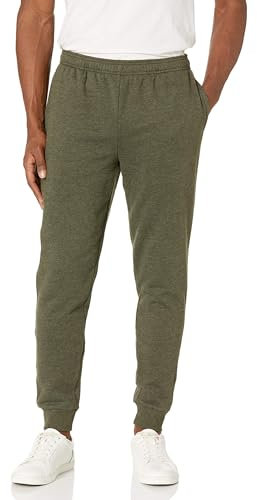 Amazon Essentials Men's Relaxed Joggers Sweatpants, Fleece, Comfortable Fit, Olive, L