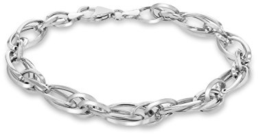 Tuscany Silver Damen Armband 925 Silber rhodiniert 19 cm | 7,7 mm, doppelt, elliptisch, Glieder