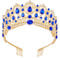 Vofler Tiara, goldene Krone Barock Vintage Stirnband Kristall Blau Strass Saphir Haarschmuck für Frauen Königin Damen Mädchen Braut Prinzessin Geburtstag Hochzeit Festzug Halloween Kostüm Party Kämmen