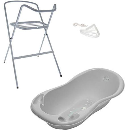 Baignoire bébé thermomètre Gris Owls 86 cm + Pied + Tuyau