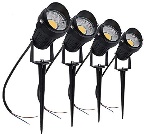 aulyun Pack de 4 Foco Jardin LED con Pincho COB 5W 220V Blanco Cálido Luz LED para Exteriores