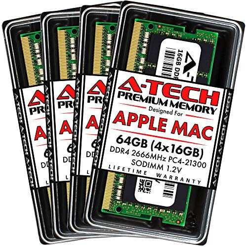 A-Tech 64GB Kit (4x16GB) DDR4 2666MHz RAM per Apple 2019 & 2020 iMac 27 Retina 5K (iMac19,1 iMac20,1 iMac20,2) | PC4-21300 SO-DIMM 260-Pin