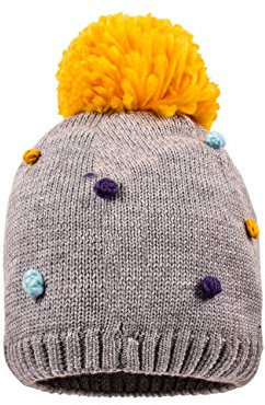maximo Mädchen Pompon Beanie-Mütze, graumel./Multicolor, 47/49
