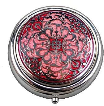 Sea Gems presented by Celtic Glass Designs Pilulier grande taille en arabesque rouge