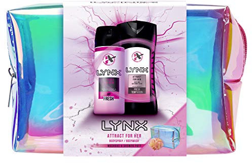 Lynx Attract for Her with a shower puff Wash Bag Gift Set Christmas gifts for her 2 piece