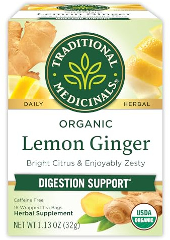 Traditional Medicinals Organic Lemon Ginger Tea, 1.13 Oz, 16 Count