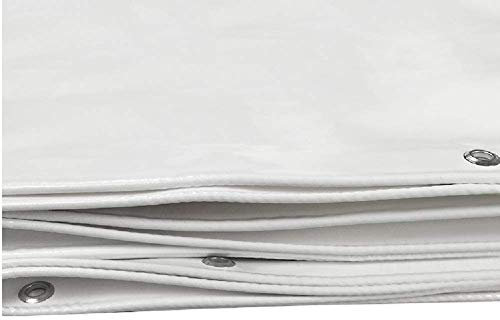 GJSN Groß Heavy Duty Persenning Patiomöbeln Abdeckungen, Heavy Duty Wasserdicht Pvc Tarp Mit Tüllen Und Gegurtet Rand, Weiß, 600 G/M² Tarpaulin Wasserdichter Heavy Duty,5X5M