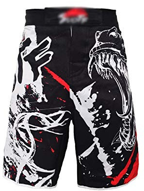 JTRHD Muay Thai Käfighose Bekämpfen Shorts Männer Muay Thai Training Boxen Mixed Martial Arts Taekwondo Fitness Lauf Dehnbar Elastisch (Farbe : Black, Size : XXL)