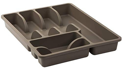 Engelland 1 x Besteckkasten Besteckkorb mit 6 Fächern, Kunststoff, BPA-frei, Farbe: Braun, Maße: 38 x 29 x 5 cm