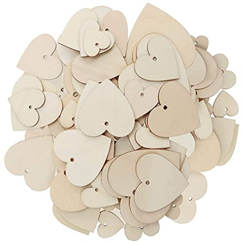 Holzherzen für Basteln Hochzeit Deko Holz Herzen Scheiben Holzscheiben Herz für Tischdeko Gemischt Größen Holzscheiben Herz für Tischdeko Bilderrahmen Deko DIY Handwerk Verzierungen 300 Stück