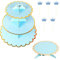 Allazone 2 Stück Cupcake-Ständer, 1 Etagen und 3 Etagen Blau Pappe Kuchenständer Tortenständer aus Karton für Gebäck, 5 Stück Cake Topper Servierplatte, Lebensmittel-Display, Geburtstag, Hochzeit
