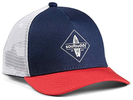 Soulbuddy Trucker Cap Kinder – Unisex Kinderkappe – Schirmmütze für Jungen & Mädchen – Trendiger Sonnenhut für Outdoor & Freizeit Blau-Rot – Größe S
