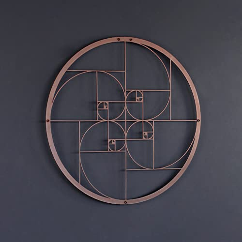 iwa concept Goldenes Verhältnis Metall Wanddekoration,Einzigartige moderne Dekoration für Wohnzimmer,Metall Wandkunst,Einweihungsgeschenk,Bürodekoration,Neujahrsgeschenk,67x67 cm, Kupfer