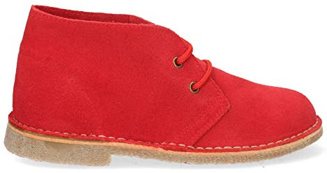 64680-Botas Desierto Safari para Mujer y Hombre con Piel Serraje, Suela Crepe Antideslizante y Cordones. Comodas, practicas e Ideales para Otono-Invierno. Talla 40 Rojo