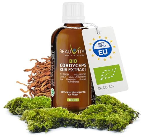 BEAUVITAL® Bio Cordyceps Extrakt flüssig | Vollauszug Cordyceps sinensis/Chinesischer Raupenpilz durch Dualextraktion in Glyzerin, 100ml