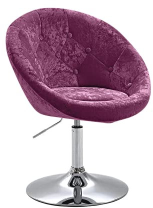 EVRE Velvet Texture Round Height Adjustable Lounge Office Bar Swivel Chair With Backrest (Pink)