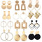 TOEECY 12 Paar Statement Ohrringe für Damen Mädchen Große Metallic Ohrringe Set Geometrische quadratische Creolen Drop Stud Ohrringe in Goldfarbe Hypoallergen Plättchen Hängeohrringe
