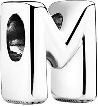 GHMIOU Buchstaben Charms 925 Sterling Silber Alphabet Charm Anhänger für Europäischen Armband Halskette (M)