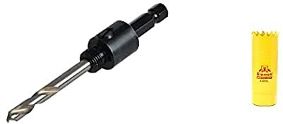 Bundle of Starrett A1 Hole Saw Arbor - Fits 14-30mm With 6.35mm Pilot Drill Bit + Starrett HSS Bi-Metal Fast Cut Hole Saw - FCH2532-20mm