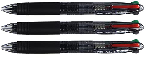 PILOT Pack of 3 Neon Begreen Ballpoint Pens 4 Colours Medium Tip Black