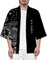 Veste Kimono Homme Manches 3/4 Japonais Style Ouvert Cardigan Impression de Motifs de Grue, XL Noir a Fleurs Blanc