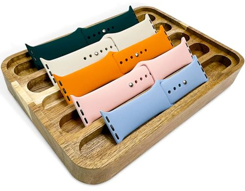 Smartwach Apple Watch Band Organizer Tray Holz Akazie Schreibtisch Display