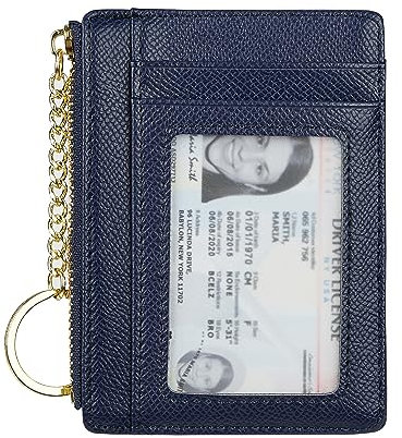 Cynure Porte-Cartes Fin Minimaliste pour Femme, Porte-Monnaie, Porte-Monnaie, Porte-Monnaie, Poche Avant, Portefeuille avec fenêtre pour Carte d'identité, Navy-id, Taille Unique, Minimaliste