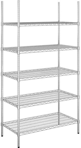 kaiserkraft | Stahldraht-Gitterregal | verchromt | Fachlast 150 kg | BxT 910 x 610 mm | Grundregal | Höhe 1880 mm | 5 Fachböden