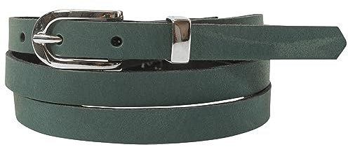 fashionchimp Basic Damengürtel aus 100% echtem Leder, schmaler Gürtel, Breite ca. 1,5cm, Made In Germany (Petrol-Althea, 90/BW75)