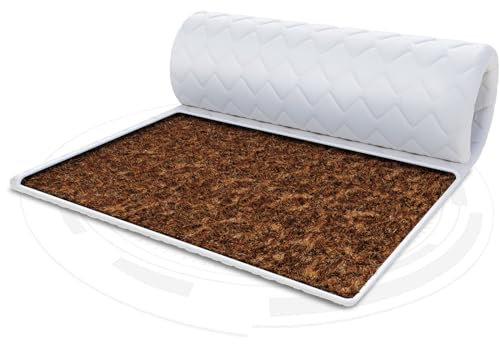 FDM Matratzentopper KOKOS Matratze Topper 100x200 cm Härtegrad H4 Höhe ca. 1 cm Allergiker Geeignet Öko-Tex Weiß