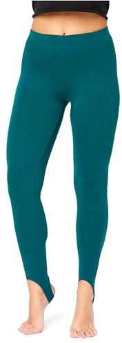 Bellivalini Damen Thermo Leggings Gefüttert mit Fußschlaufe für Winter Warme Apre Ski BLV50-321 (Smaragdgrün, L)