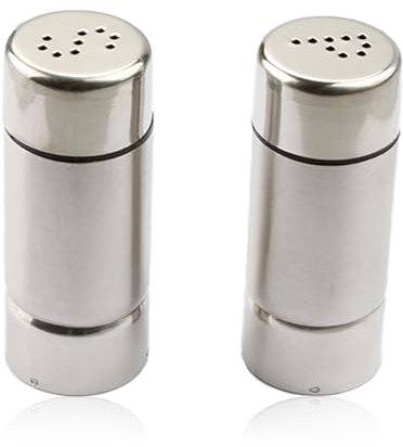 Rumyve2pcs Salt and Pepper Shaker with Adjustable Pour Hole,Stainless Steel Seasoning Shaker,Spice Dispenser for Home Kitchen Restaurant Camping Barbecue