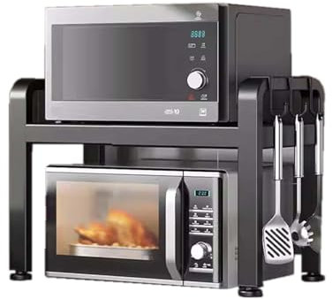 YSUEFIJO Étagère de Rangement pour Micro-Ondes, Meuble de Rangement Cuisine Haut, Support Extensible pour Four a Micro-Ondes, Organisateur de Bureau, pour Cuisine, Salle à Manger, Bureau