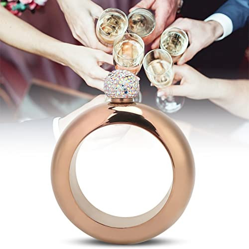 Petaca de Pulsera, 3.5 Oz, Pulsera de Petaca, Pulsera de Petaca, Pulsera de Pulsera, Jarra de Acero Inoxidable, Forma de Pulsera, Petaca Redonda Hueca con Tapa de Cristal, Petaca