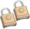 2PCS Cadenas Code 4 Chiffres, Diyife 52mm Cadenas Extérieur Etanche, Robuste & Antivol, 8mm Loquet Cadenas à Combinaison, Exterieur Serrure Porte de Garage, pour Jardins, Cours, Porte, Casier - Cuivre
