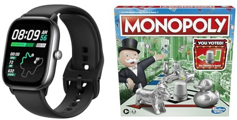 Amazfit GTS 4 Mini Smart Watch Fitness Tracker,24H Heart Rate & Blood-oxygen Monitoring & Monopoly Game, Family Board Game for 2 to 6 Players, Monopoly Board Game for Kids Ages 8 and Up