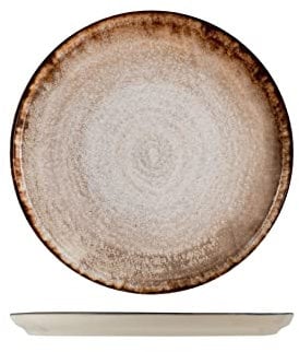 H&H, Artisanal, Set 12 Piatti Piani, in Stoneware, Marrone, cm 27