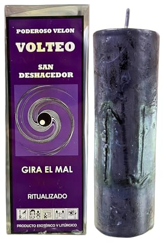 Velón Ritualizado del Volteo San Deshacedor para girar el mal | Especial para Cortar Influencias Negativas y Voltear el Mal | Incluye Polvos para Untar en Vela e Instrucciones.