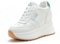 MIXSEN Scarpe Donna con Zeppa Alta 10 cm Scarpe da Ginnastica Pelle Scarpe Casual (Bianco-Verde,34EU)