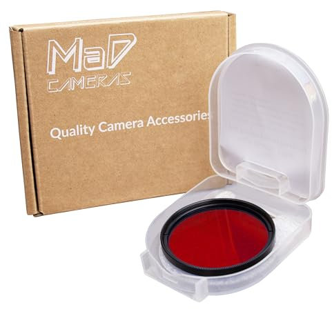 MaD Cameras 58mm Red Colour Correction Camera Lens Filter - Reduces Glare, Enhances Contrast & Depth for DSLR & Mirrorless Cameras - Red 58mm