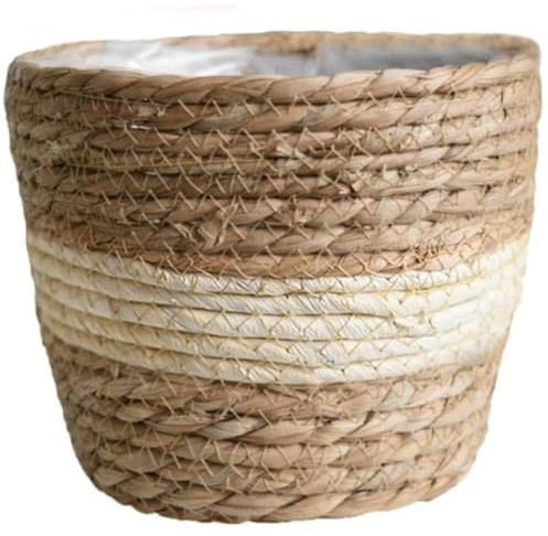 indoor plant pot,Grass Basket Planters, Flower Pots Cover Storage Basket Plant Containers Hand Woven Basket Planter with Plastic Liners Straw Flower Pot for Indoor Outdoor Plant Flower Pots
