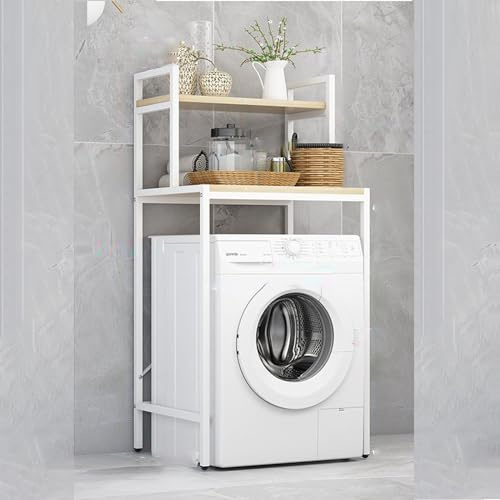 Washing Machine Storage Rack, Over The Washer And Dryer Storage Shelf Towel Rack For Laundry Room Shelving Unit Space Laundry Room Shelf Over Washing Machine Space Saver(Size:2 layer,Color:White)