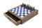 GrandGiftStore Handmade Chess Set with Drawer And Black- Silver Chess Pieces, Wooden Chess Board with Storage, Premium Chess Set/Blue